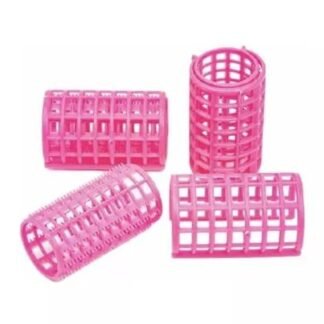 TUBOS PARA EL CABELLO GRANDES SIN CALOR - PAQUETE CON 4 PZAS ROSAS PARA ONDAS NATURALES