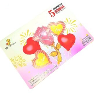 1 PACK CON 5 GLOBOS, FLOR DE ROSA + 4 CORAZONES
