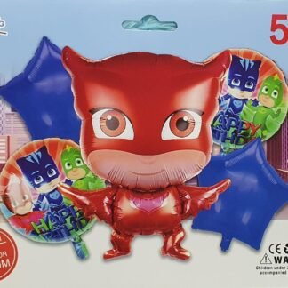 PAQUETE CON 5 GLOBOS PJMASK IDEAL PARA FIESTAS 1 PZA