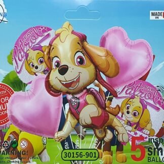 SET DE 5 GLOBOS METALICOS Y DE LATEX SKYE PATRULLA CANINA PARA FIESTA DE CUMPLEAÑOS 1 PZA