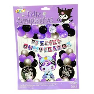 SET DE GLOBOS FELIZ CUMPLEAÑOS TEMATICA KUROMY IDEAL PARA FIESTAS 1 PZA