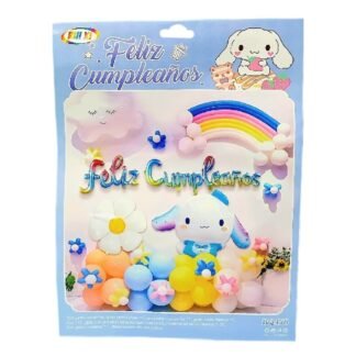 SET DE GLOBOS METALICOS PERRO KAWAII FELIZ CUMPLEAÑOS 1 PZA