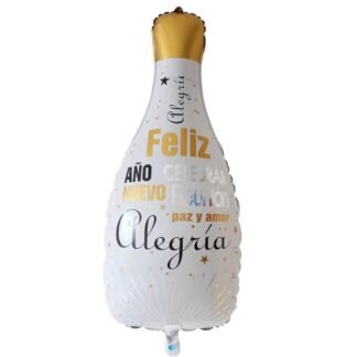 GLOBO METALICO DE BOTELLA GRANDE BLANCO DE NAVIDAD ID 27629