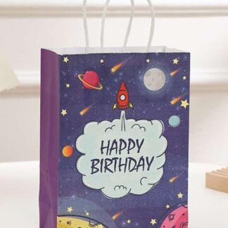 BOLSA DE REGALO DE COHETE ESPACIAL HAPPY BIRTHDAY 1 PZA