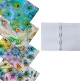 CUADERNO DE RAYA CON DISEÑO DE PLUMAS DE PAVO REAL B5, MODELOS MIXTOS ID: 28862