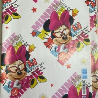 Papel De Regalo Minnie Mouse Con Gafas Y Moño Rosa Disney 1 Pza