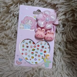 BLISTER DE ACCESORIOS INFANTILES ESTILO KAWAII CON LIGA DE FLORES 1 PZA