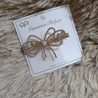 BROCHE METALICO RESISTENTE CON PEDRERIA PARA EL CABELLO TIPO PICO DE GARZA 1 PZA