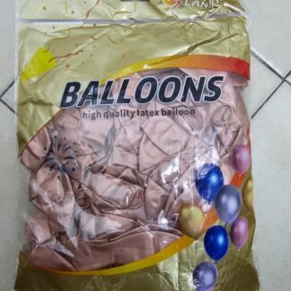 PAQUETE CON 100 GLOBOS LÁTEX ORO ROSA CROMADO 12" CALIDAD HELIO 1 PZA