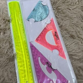 JUEGO DE GEOMETRIA 4 PZS FLEXIBLE COLOR NEON