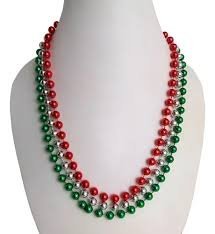 COLLAR DE BOLITAS PATRIO TRICOLOR MEXICANO 3 PZAS