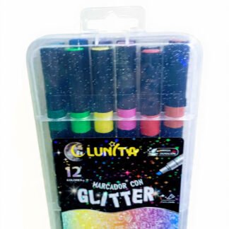 PLUMONES ACRILICOS SUAVES 12 PZS CON GLITTER LARGA DURACION Y SECADO RAPIDO