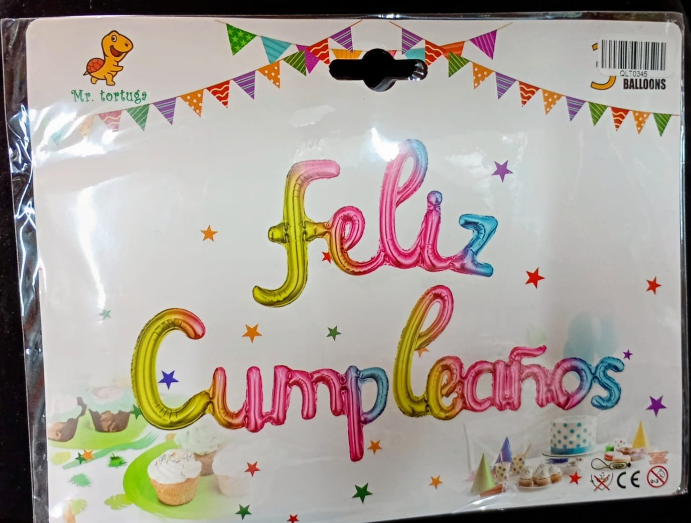 GLOBO METALICO FELIZ CUMPLEAÑOS MULTICOLOR LETRA CURSIVA