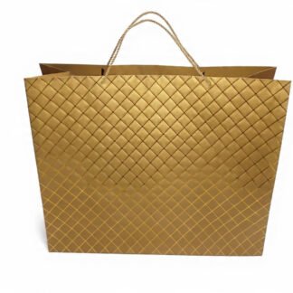 BOLSA DE REGALO ELEGANTE COLOR DORADO DECORADA 43X55X15CM
