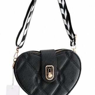MINI BOLSO CORAZON NEGRO CON BROCHE
