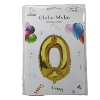 GLOBO METALICO NUMERO 0 DORADO 16"