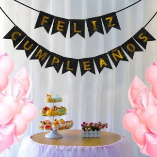 BANDERIN FELIZ CUMPLEAÑOS CON GLITTER