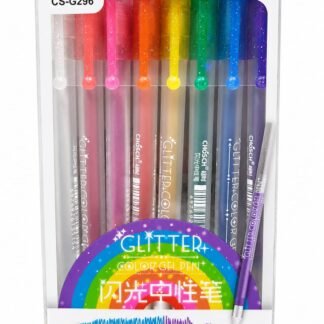 SET DE PLUMAS DE GEL CON GLITTER 8 PZS