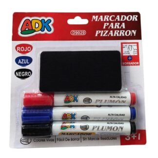 PLUMONES CON BORRADOR PARA PIZARRON 3 COLORES