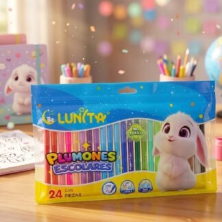 PLUMONES ESCOLARES LAVABLES 24 PZS PUNTO FINO