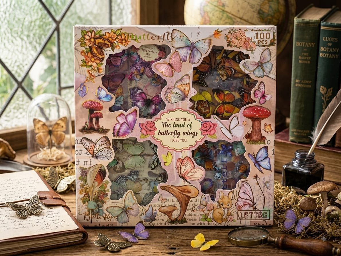 KIT DE 100 PZS DE STICKERS MARIPOSAS