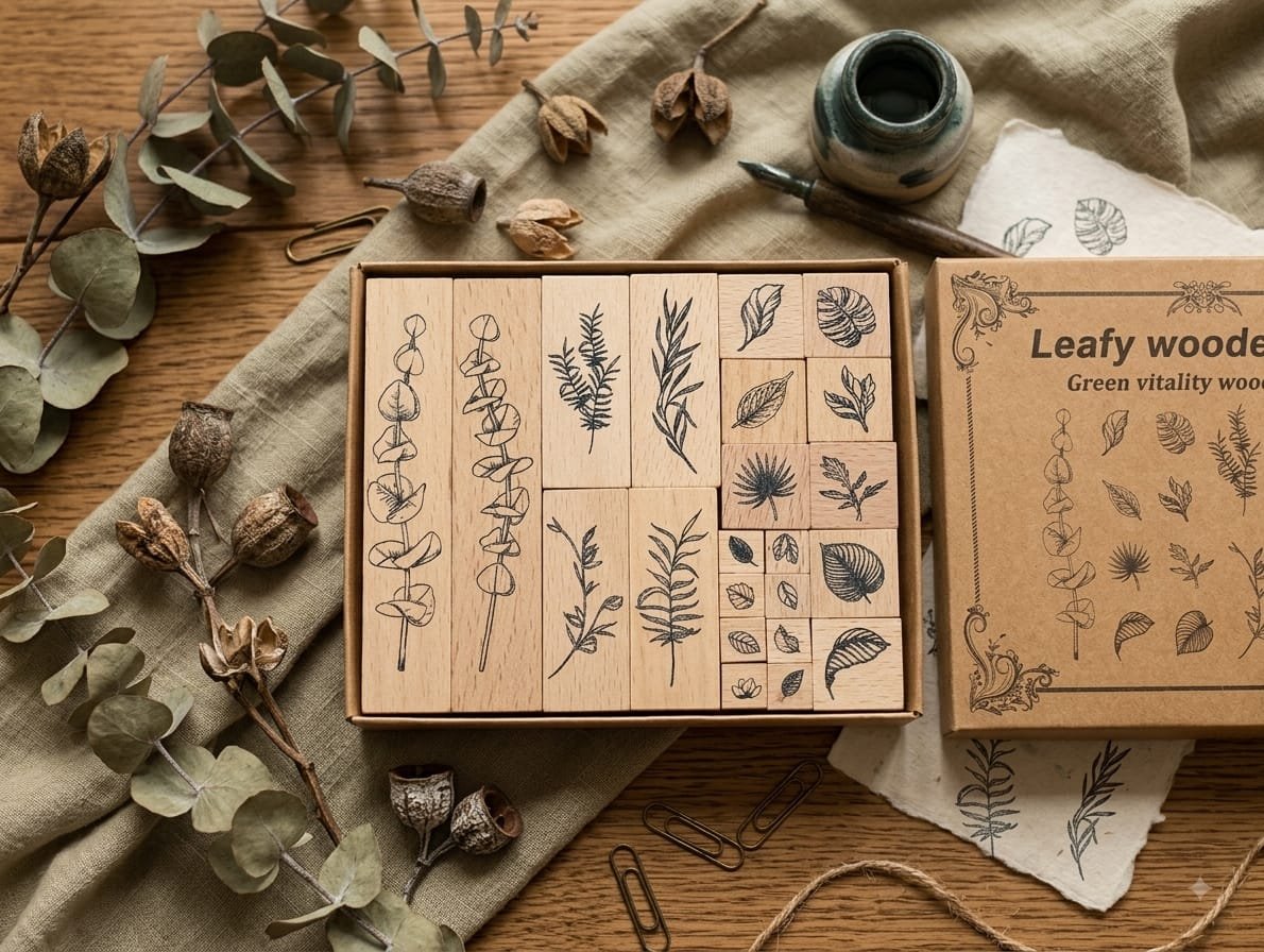 KIT DE SELLOS DE MADERA DISEÑO FLORES