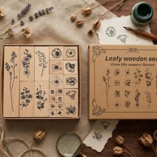 KIT DE SELLOS DE MADERA DISEÑO FLORES