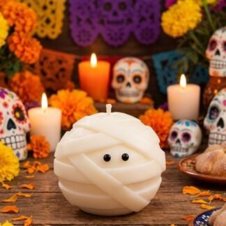 Vela Artesanal Aromática Fantasma Calabaza Momia Grande 6 x 6 cm
