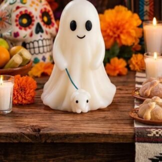 Vela Artesanal Aromática Fantasma con Perro Grande 8 x 6.5 cm