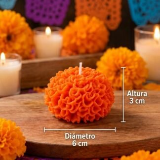 Vela Artesanal Aromática Flor de Cempasúchil Mediana 6 x 3 cm