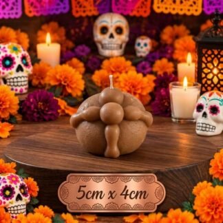 Vela Artesanal Aromática Pan de Muerto Chica 5 x 4 cm